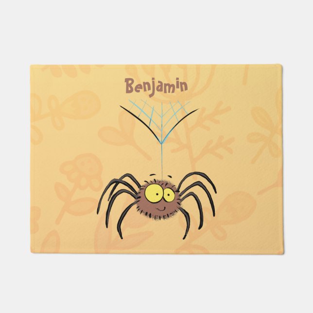Funny cute fluffy spider cartoon doormat (Front)