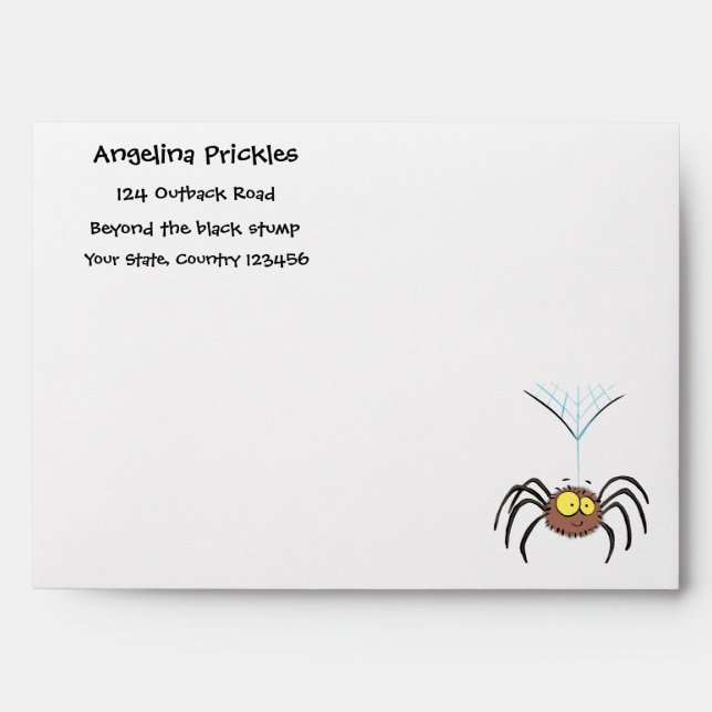 Funny cute fluffy spider cartoon envelope (Front)