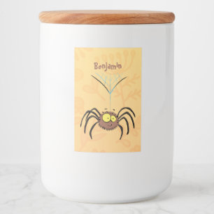 Funny cute fluffy spider cartoon food label