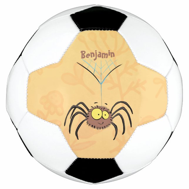 Funny cute fluffy spider cartoon football (Front)