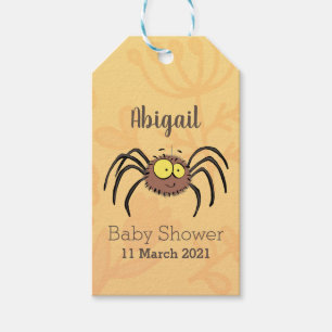 Funny cute fluffy spider cartoon gift tags