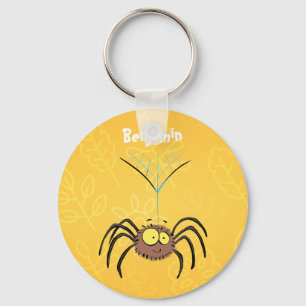 Funny cute fluffy spider cartoon key ring