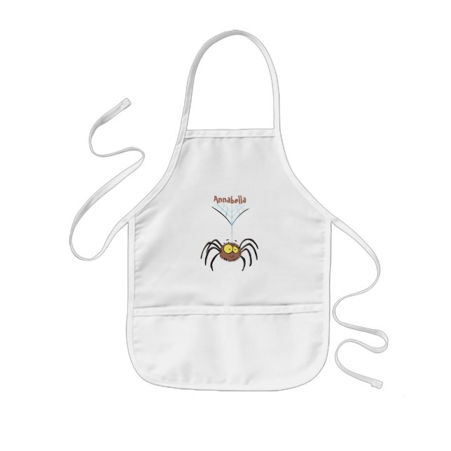 Funny cute fluffy spider cartoon kids apron (Front)