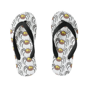 Funny cute fluffy spider cartoon kid's flip flops