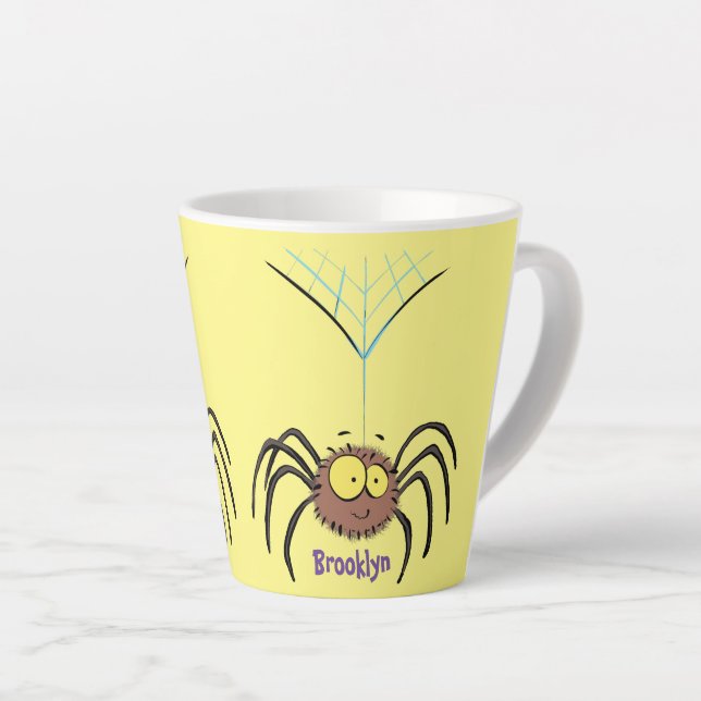 Funny cute fluffy spider cartoon latte mug (Right Angle)