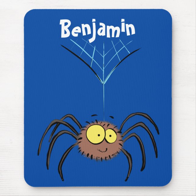 Funny cute fluffy spider cartoon mouse mat (Front)