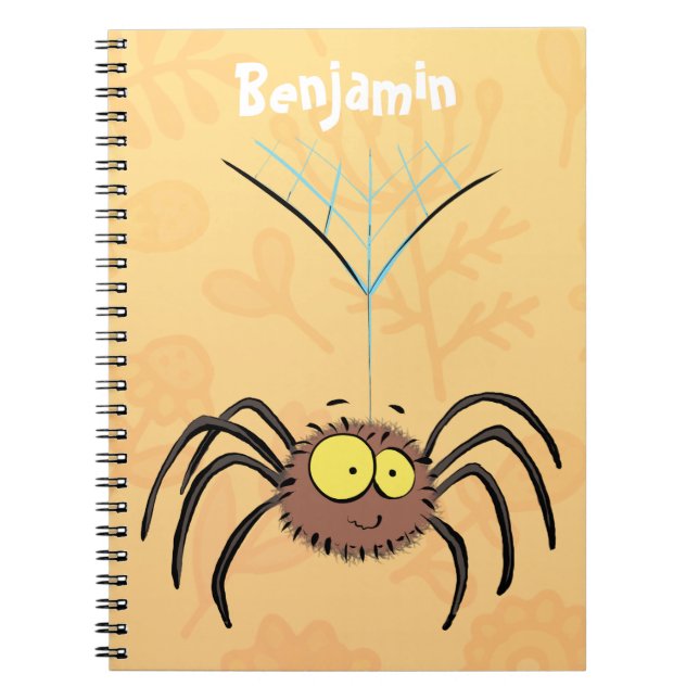 Funny cute fluffy spider cartoon notebook (Front)