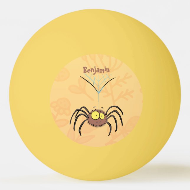 Funny cute fluffy spider cartoon ping pong ball (Front)