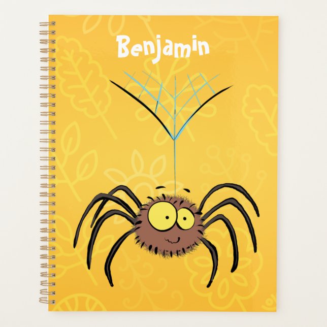 Funny cute fluffy spider cartoon planner (Front)