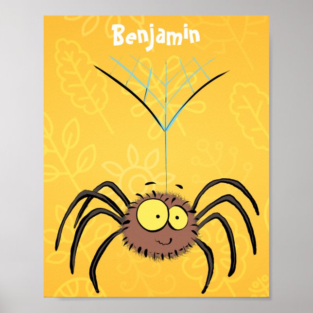 Funny cute fluffy spider cartoon poster (Front)