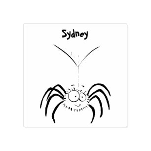 Funny cute fluffy spider cartoon rubber stamp