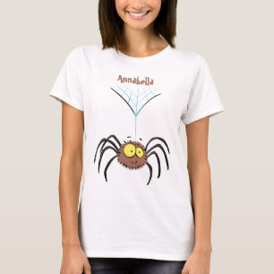 Funny cute fluffy spider cartoon T-Shirt
