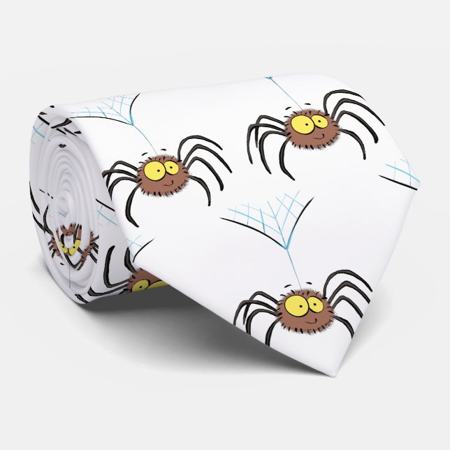 Funny cute fluffy spider cartoon tie (Rolled)