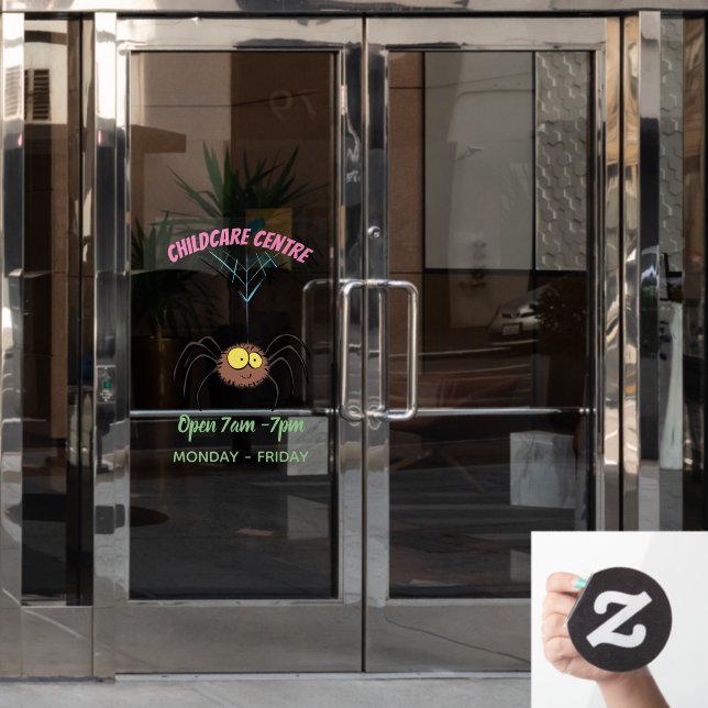Funny cute fluffy spider cartoon window cling (Office Door)