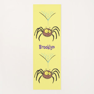 Funny cute fluffy spider cartoon yoga mat
