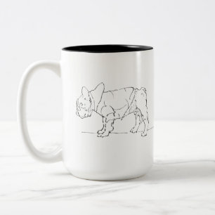 Funny Cute French Bulldog Mug, Dog Humor Two-Tone Coffee Mug