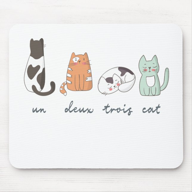 Funny Cute French Cat Mouse Mat (Front)