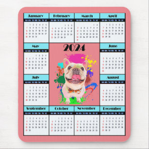 Funny Cute Frenchie Dog Calendar   Mouse Mat