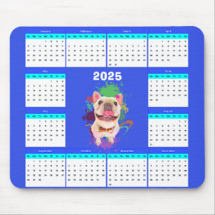 Funny Cute Frenchie Dog Calendar Mouse Mat