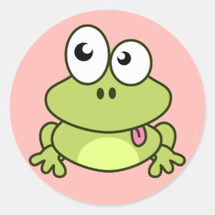 Funny cute frog cartoon kids classic round sticker