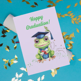 Funny Cute Frog Graduation Greeting Card