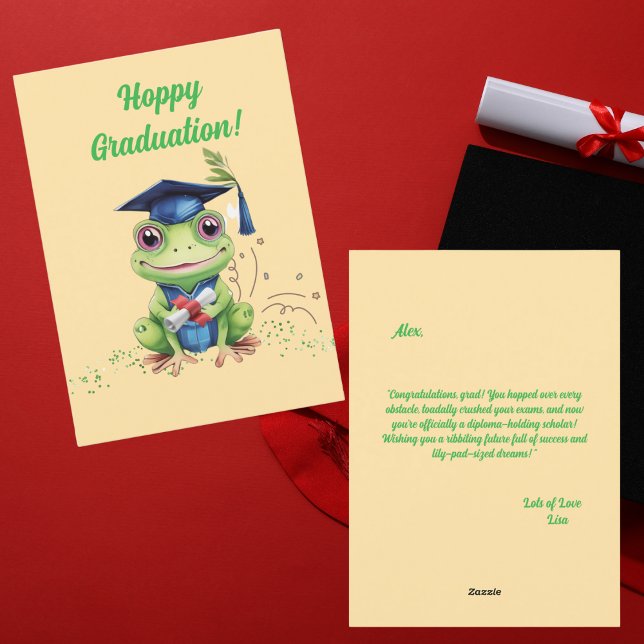 Funny Cute Frog Graduation Greeting Card (Creator Uploaded)
