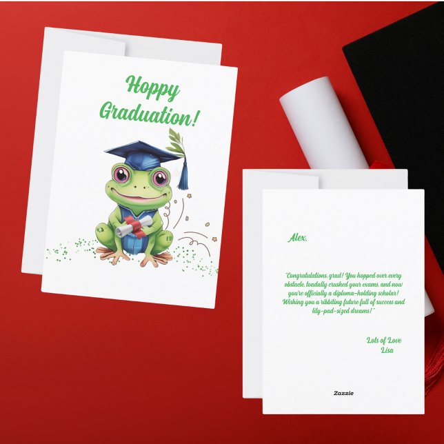 Funny Cute Frog Graduation Greeting Card (Creator Uploaded)