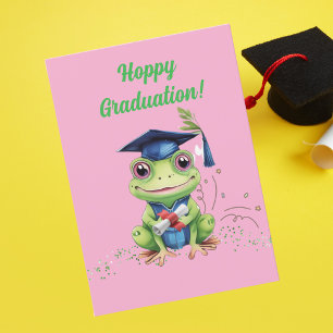 Funny Cute Frog Graduation Greeting Card