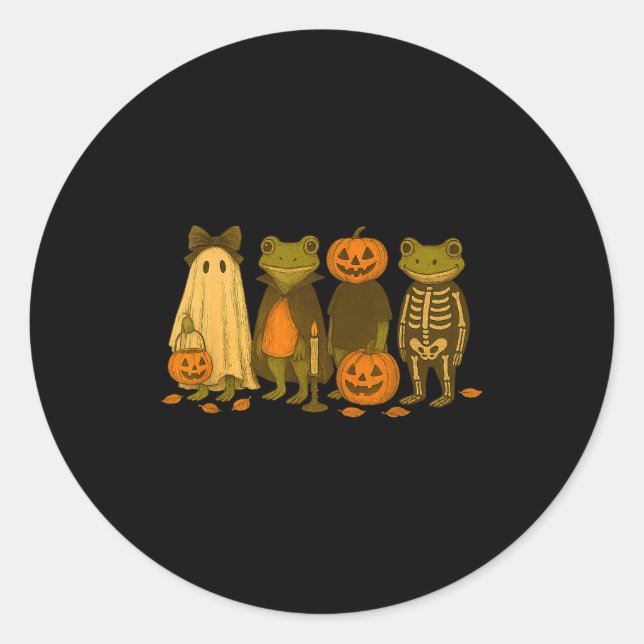 Funny Cute Frog Halloween Costumes  Classic Round Sticker (Front)