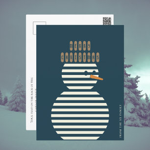 Funny cute frosty snowman modern holiday Postcard