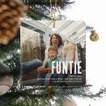 Funny Cute FUNTIE 2 Photo Auntie Christmas Ceramic Ornament<br><div class="desc">Fun Aunts are the BEST! Create this fabulous FUNTIE Christmas Ornament for a fun auntie this holiday season. Simply upload two pictures of your choice and customise the text.</div>