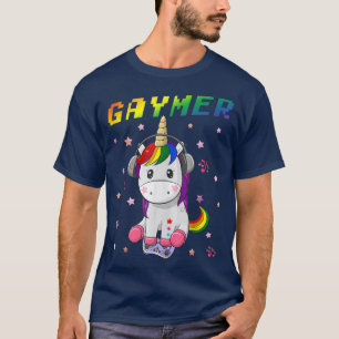 Funny Cute Gaymer Gaming Unicorn Gamer LGBT Gay Pr T-Shirt