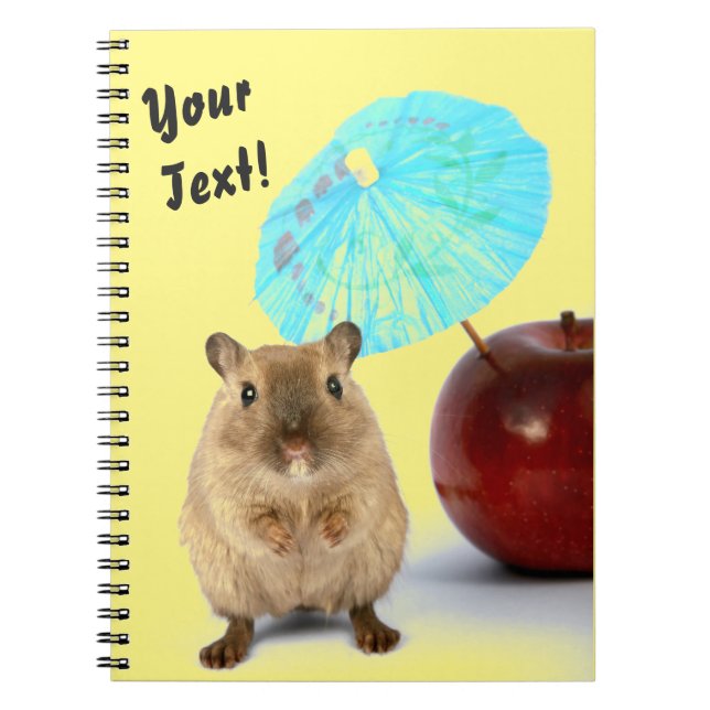 Funny Cute Gerbil Summer Holiday Yellow Your Text Notebook (Front)
