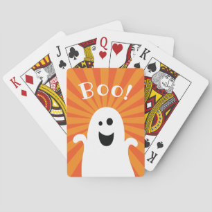 Funny Cute Ghost Boo Spooky Fun Happy Halloween Playing Cards