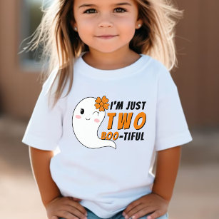 Funny Cute Ghost Halloween 2 Year Old 2nd Birthday Baby T-Shirt