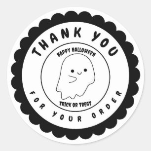 Funny Cute Ghost Halloween Thank You Customise Classic Round Sticker