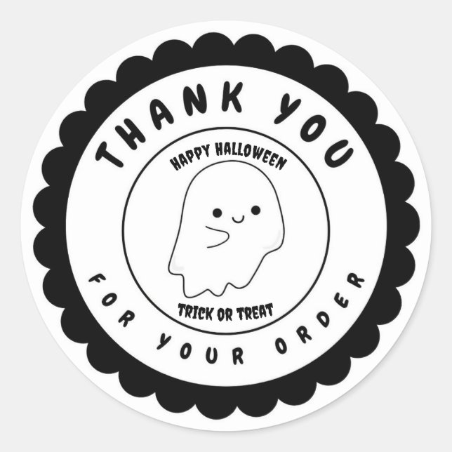 Funny Cute Ghost Halloween Thank You Customise Classic Round Sticker (Front)