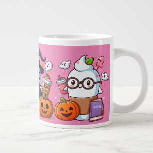 funny cute ghost ice Coffee Halloween costume DESI Large Coffee Mug