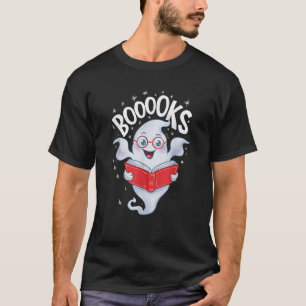 Funny Cute Ghost Reading Books Halloween T-Shirt
