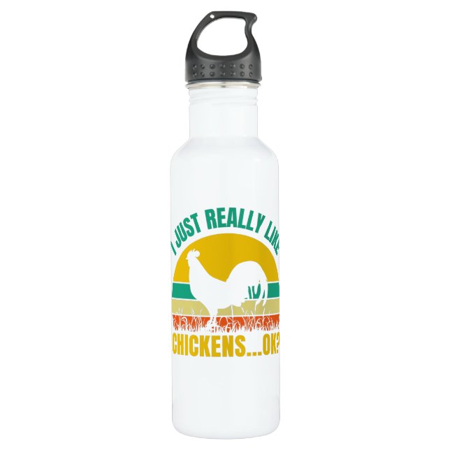 Funny Cute Gift For Pet Chicken Lovers 710 Ml Water Bottle (Front)