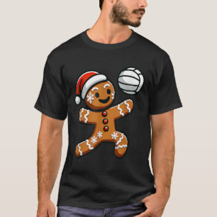 Funny Cute Gingerbread Man Volleyball Christmas Ki T-Shirt