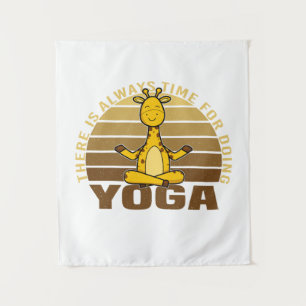 Funny cute giraffe doing yoga. funny yoga poses tapestry