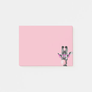 Funny Cute Giraffe Glass Pink Bubble Gum Post-it Notes
