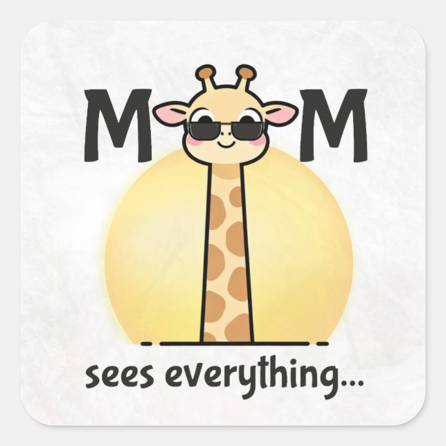 Funny Cute Giraffe Mum Sticker (Front)