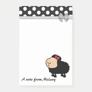 Funny cute girly cartoon sheep polka dots monogram post-it notes
