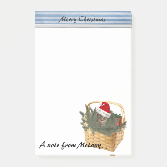 Funny cute girly Holiday Santa cat monogram Post-it Notes (Front)