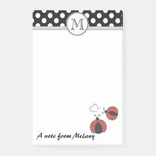 Funny cute girly ladybugs polka dots monogram post-it notes