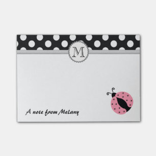 Funny cute girly ladybugs polka dots monogram post-it notes