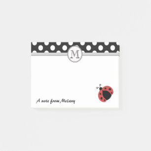 Funny cute girly ladybugs polka dots monogram post-it notes