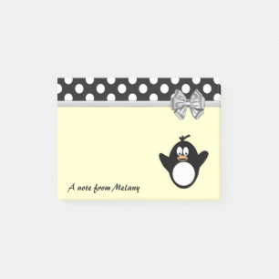 Funny cute girly penguin polka dots monogram post-it notes